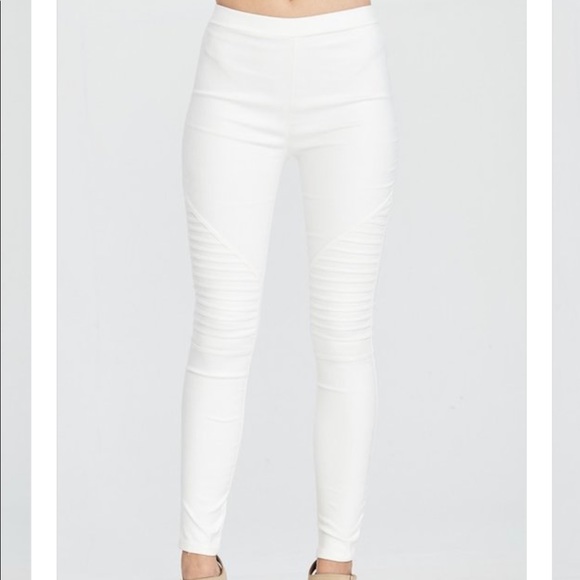 Venti6 Cream Faux Suede Leggings - Picture 2 of 9